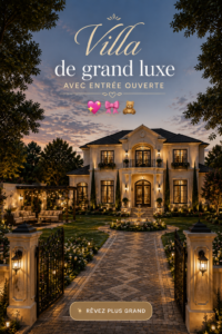 Villa de luxe avec entrée ouverte et jardin spacieux