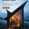 Une cabane en bois géométrique entourée de verdure, parfaite pour une escapade paisible.