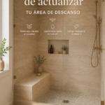 Salle de bain chaleureuse avec des éléments en bois et une lumière douce.