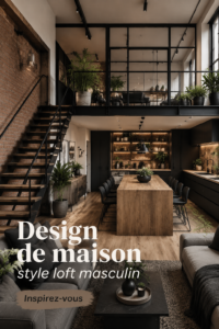 Un loft au design masculin avec des éléments modernes et industriels.
