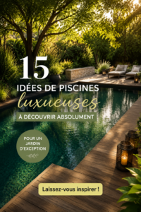 Piscine de jardin luxueuse entourée de plantes et de mobilier confortable