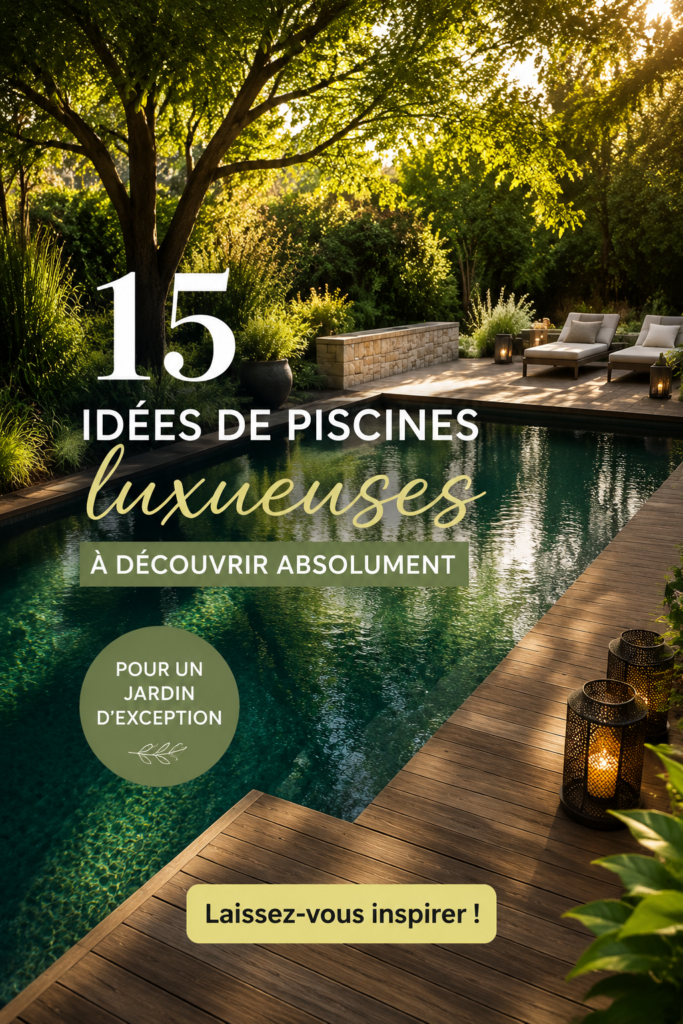 Piscine de jardin luxueuse entourée de plantes et de mobilier confortable
