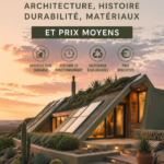 Un Earthship : maison écologique construite avec des matériaux recyclés et équipée de systèmes autonomes.