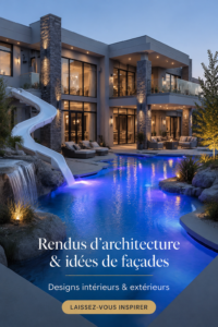 Modèle de façade moderne avec un design élégant et des matériaux contemporains.