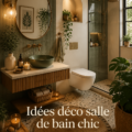 Salle de bain chic et apaisante avec bougies et serviettes décoratives