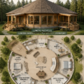 Une maison ronde moderne et lumineuse, parfaite pour un cadre de vie chaleureux.