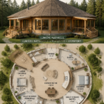 Une maison ronde moderne et lumineuse, parfaite pour un cadre de vie chaleureux.