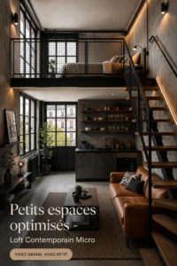 Un intérieur de loft contemporain et élégant avec des meubles modernes.