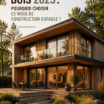 Illustration d'une maison en ossature bois moderne, mettant en avant la durabilité et l'esthétisme.