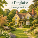 Un magnifique jardin à l'anglaise avec des fleurs colorées et une pelouse bien entretenue.