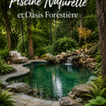 Piscine naturelle entourée de verdure dans un jardin forestier