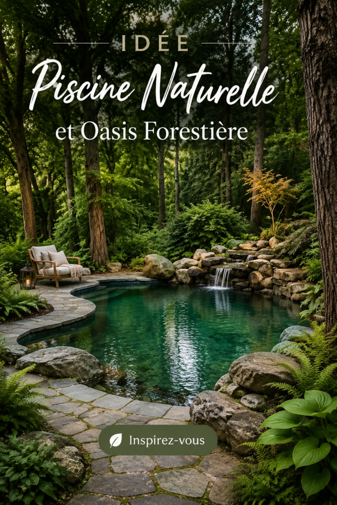 Piscine naturelle entourée de verdure dans un jardin forestier
