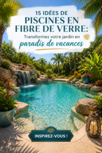 Une belle piscine en fibre de verre intégrée dans un jardin verdoyant