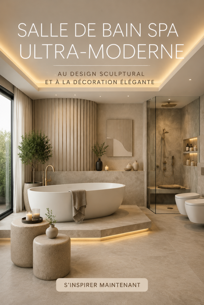 Salle de bain moderne avec design sculptural et décoration élégante