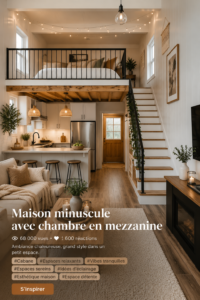 Tiny house chaleureuse avec une chambre en mezzanine