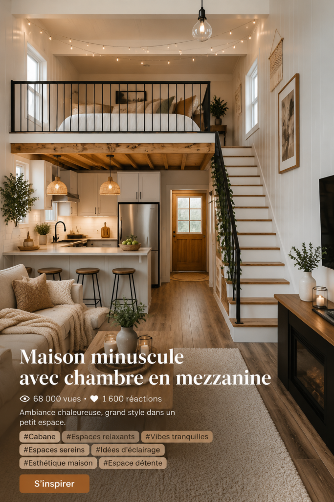 Tiny house chaleureuse avec une chambre en mezzanine