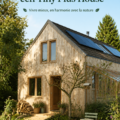 Vue extérieure d'une Tiny House éco-responsable avec un jardin lush.