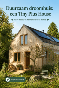 Vue extérieure d'une Tiny House éco-responsable avec un jardin lush.