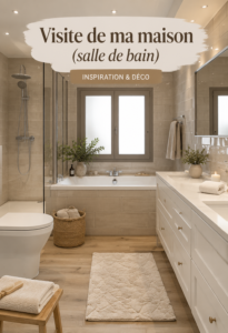Une salle de bain chaleureuse et bien aménagée.