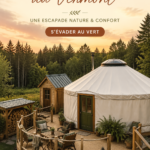 Yourte stylée nichée dans la nature au Vermont, offrant une vue paisible.