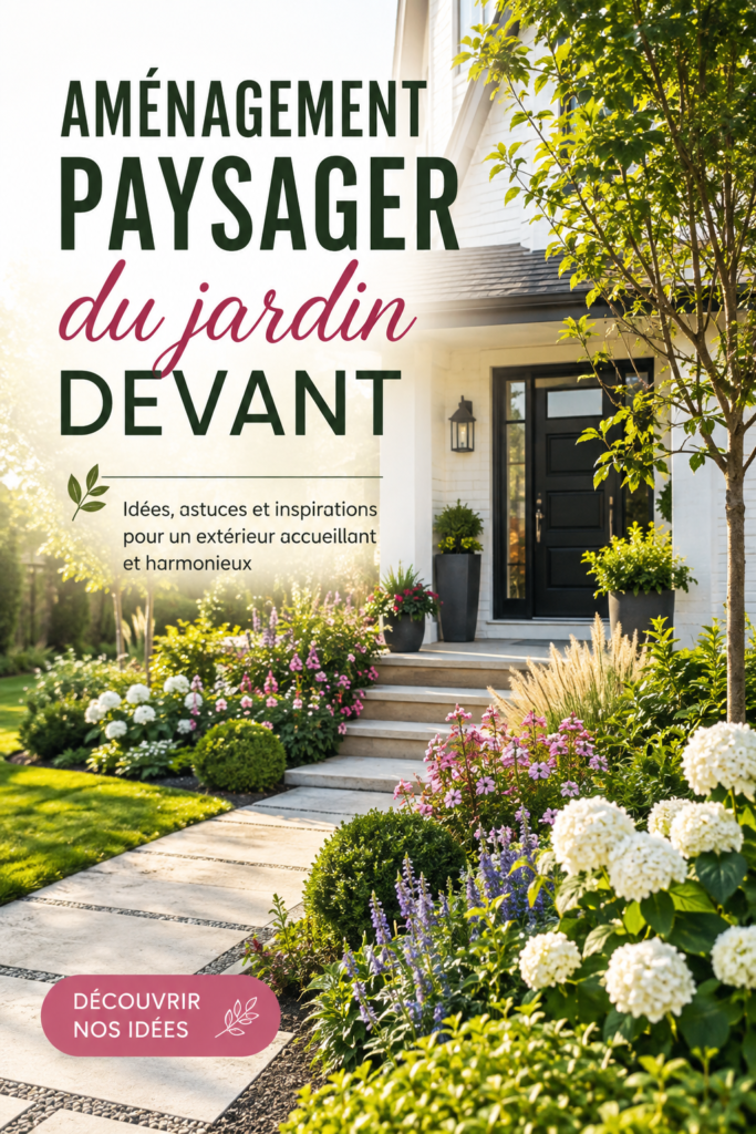 Aménagement de jardin d'entrée avec des plantes fleuries et une allée accueillante.