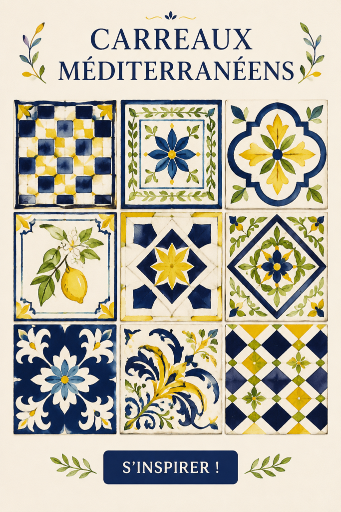 Salle de bain décorée avec des carreaux méditerranéens colorés et élégants.