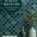 Carreaux MSI Azul scallop installés dans une salle de bain moderne.