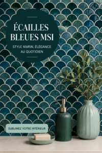 Carreaux MSI Azul scallop installés dans une salle de bain moderne.