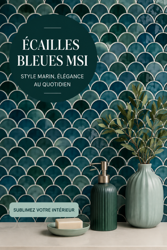 Carreaux MSI Azul scallop installés dans une salle de bain moderne.