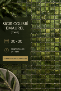 Carreaux Sicis Colibrì en 30x30 posés dans une salle de bain élégante.
