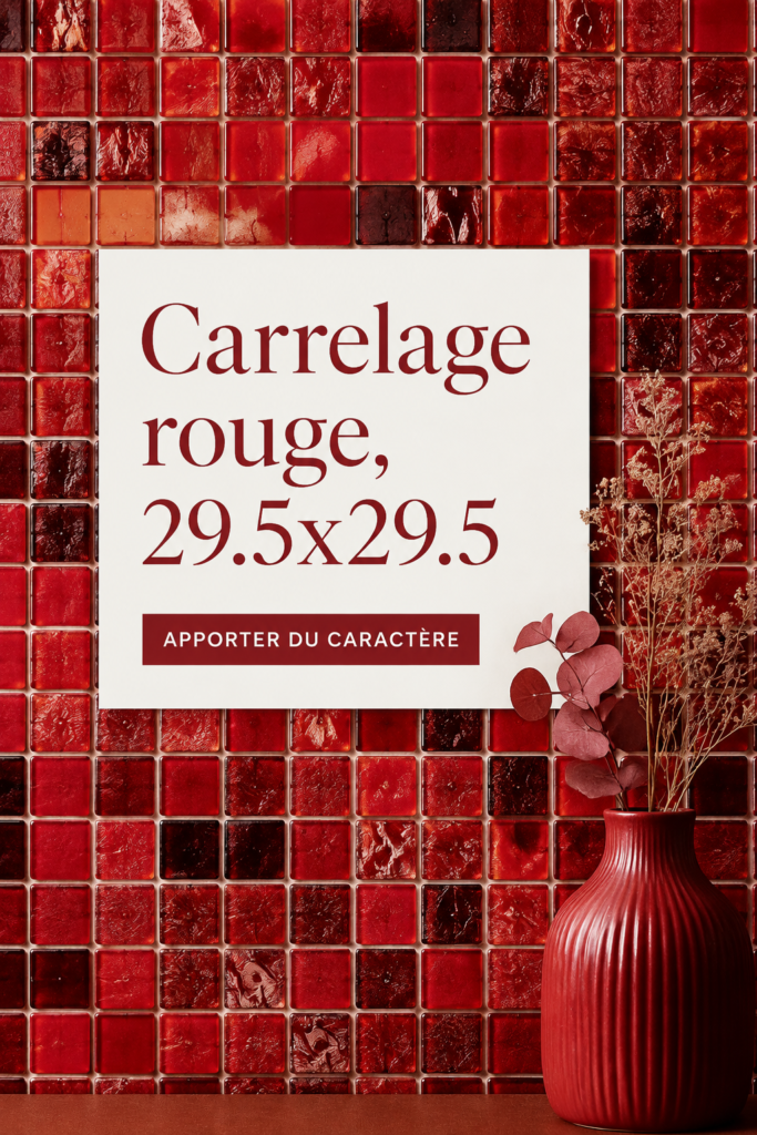 Salle de bain moderne avec carrelage rouge 29.5x29.5