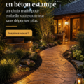 Chemin en béton décoratif dans un jardin fleuri, ajoutant de l'élégance à l'extérieur.