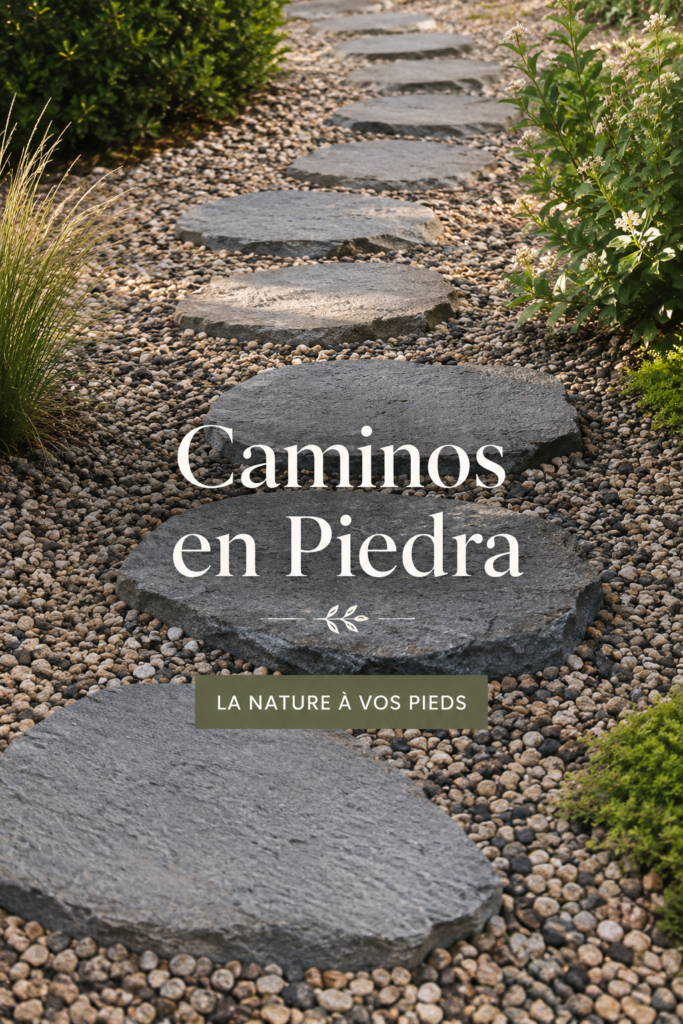 Un magnifique chemin en pierre bien intégré dans un jardin fleuri.