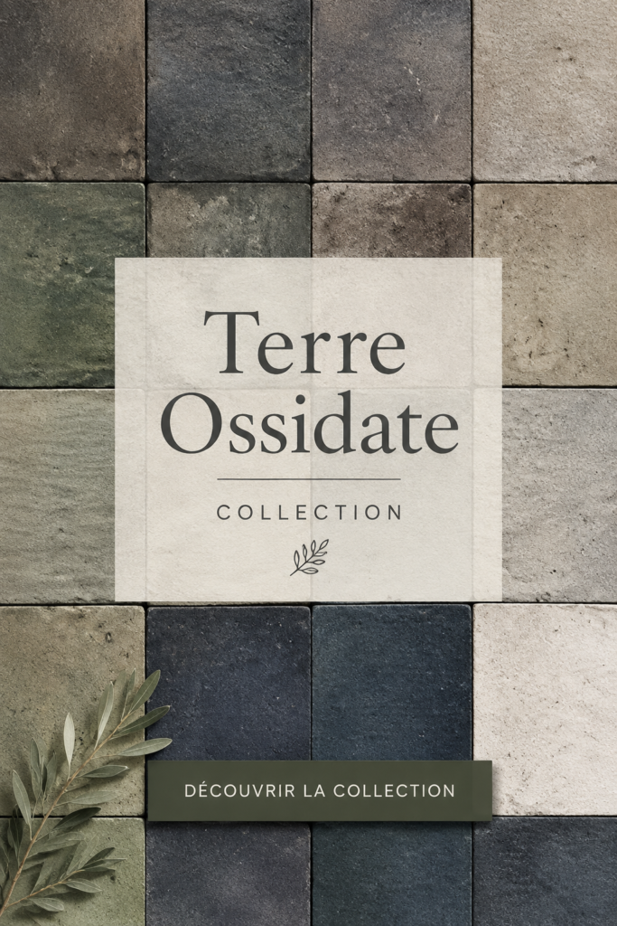 Salle de bain moderne avec carrelage Terre Ossidate