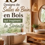 Salle de bain moderne avec des éléments en bois, créant une ambiance apaisante.