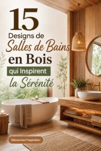 Salle de bain moderne avec des éléments en bois, créant une ambiance apaisante.