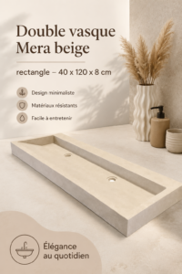 Double vasque beige moderne dans une salle de bain élégante