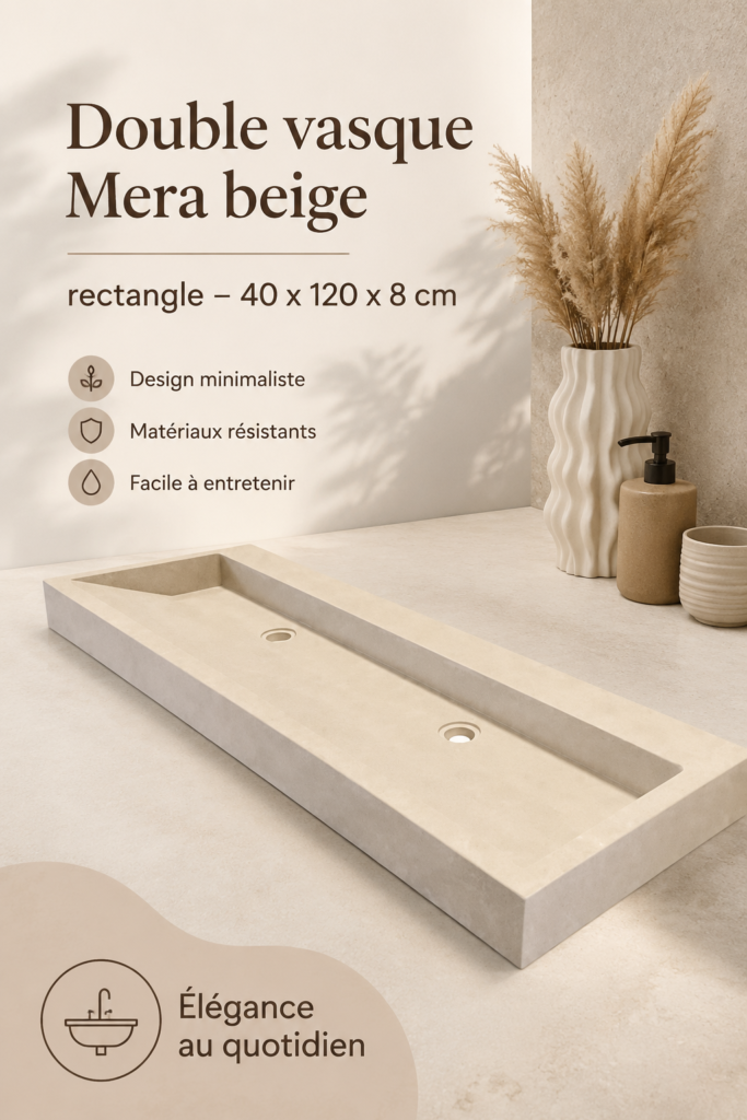 Double vasque beige moderne dans une salle de bain élégante