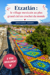 Vue aérienne du village d'Etzatlán avec son ciel en crochet coloré et ses paysages pittoresques.