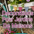 Jardin décoré avec des lanternes colorées et des plantations florales