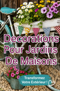 Jardin décoré avec des lanternes colorées et des plantations florales
