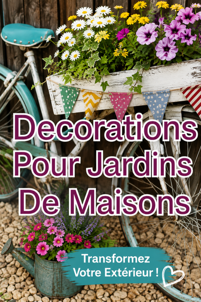 Jardin décoré avec des lanternes colorées et des plantations florales