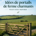 Portail de ferme en bois rustique entouré de verdure, ajoutant du charme à un jardin.