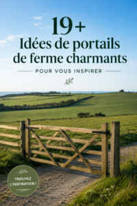 Portail de ferme en bois rustique entouré de verdure, ajoutant du charme à un jardin.