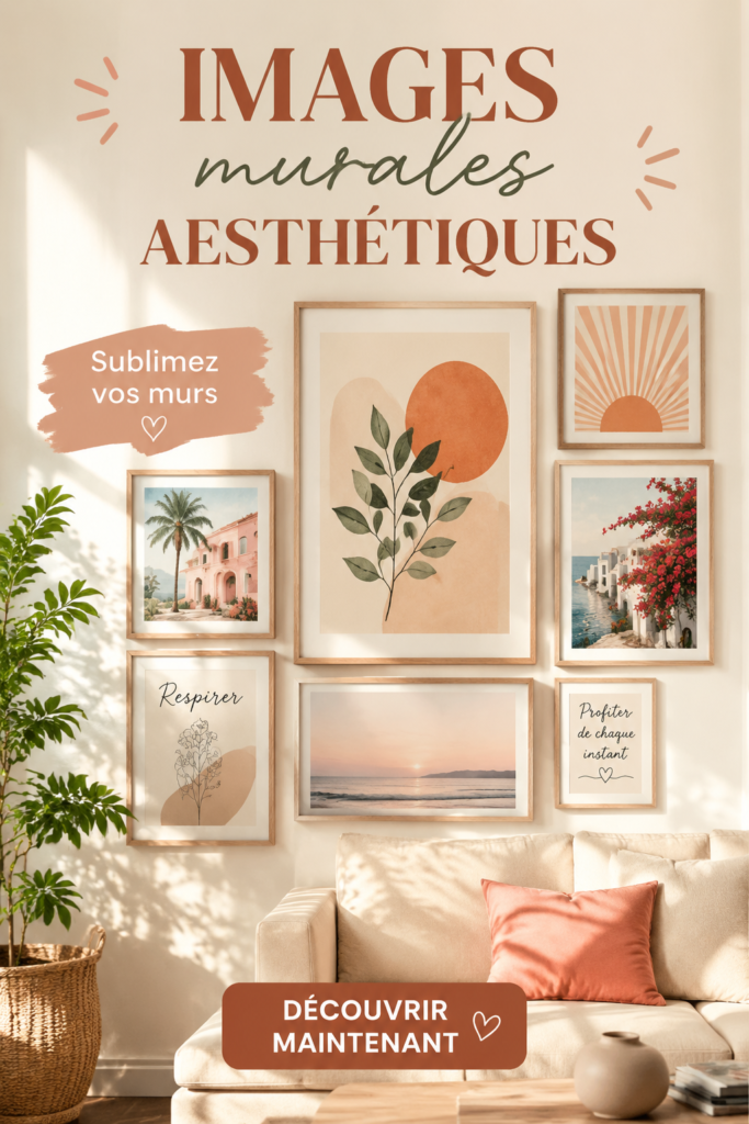 Salle de bain élégante avec des images murales décoratives