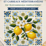 Motif de point de croix citron en décoration de cuisine