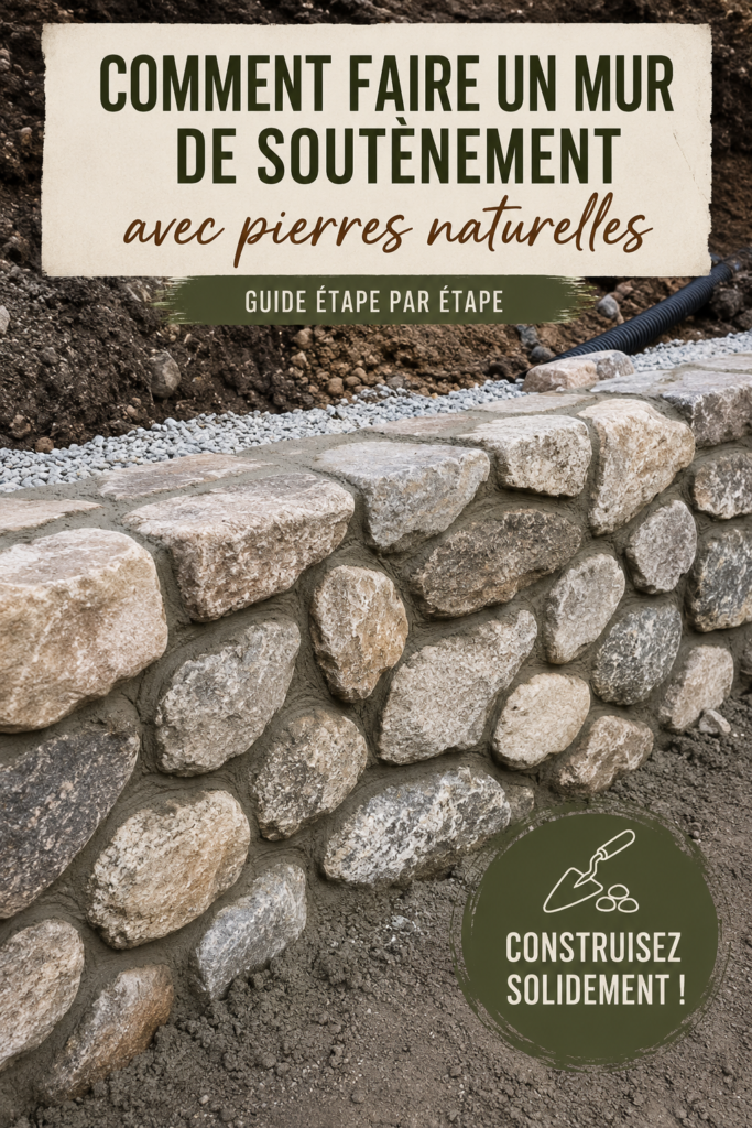 Un mur de soutènement construit en pierres naturelles dans un jardin