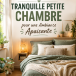 Petite chambre apaisante avec des couleurs douces et une décoration chaleureuse.