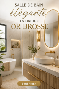 Salle de bain moderne avec robinetterie en or brossé