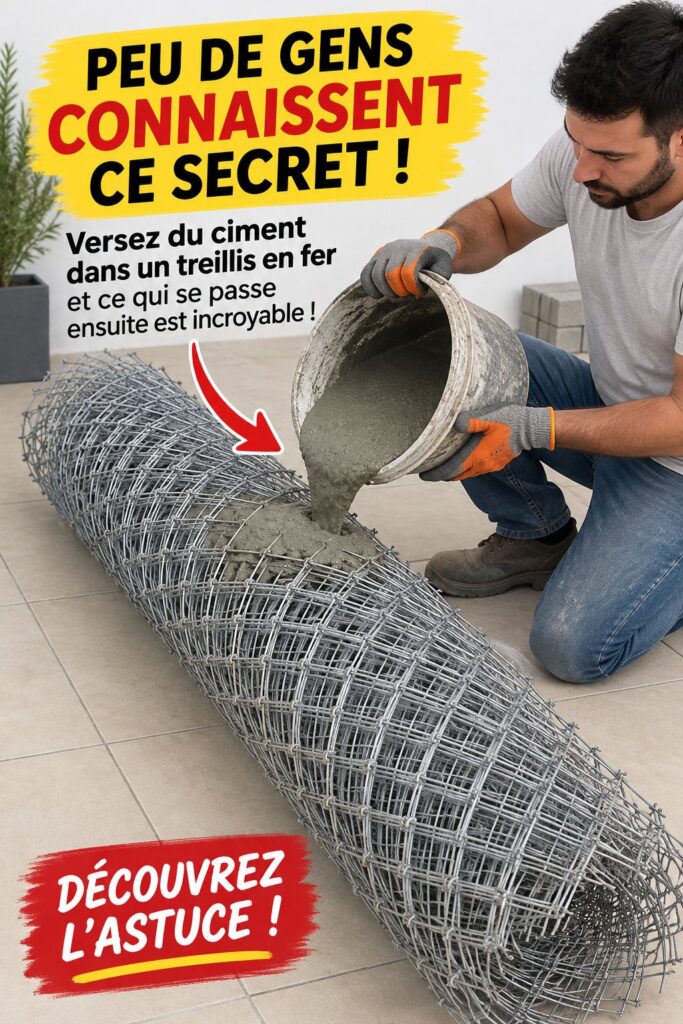 Salle de bain rénovée avec des éléments en ciment et treillis